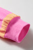 Pink Stripe Long Sleeve Casual Top Drawstring Shorts 2pcs Set