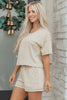Sky Blue Solid Color Contrast Textured Patchwork Raw Edge 2pcs Short Set