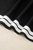 Black Varsity Striped Detail Loose Tee Jogger Pants 2pcs Outfit