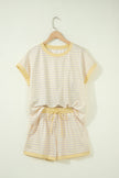 Yellow Stripe Relaxed Tee Drawstring Shorts 2pcs Outfit