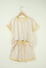 Yellow Stripe Relaxed Tee Drawstring Shorts 2pcs Outfit