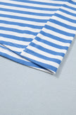 Sky Blue Stripe Nautical Tie Contrast Trim Round Neck T Shirt Mini Dress
