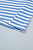 Sky Blue Stripe Nautical Tie Contrast Trim Round Neck T Shirt Mini Dress