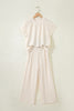 Beige Texture Loose Short Sleeve Top and Cropped Pant Set