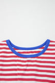 Sky Blue Stripe Nautical Tie Contrast Trim Round Neck T Shirt Mini Dress