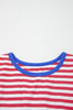Sky Blue Stripe Nautical Tie Contrast Trim Round Neck T Shirt Mini Dress