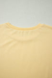 Yellow  Eyelet Lace Patchwork Sleeve Short 2pcs Outfit