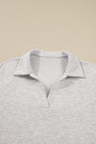 Light Grey Polo Collar V Neck Pullover and Drawstring Sweatpants Set