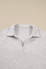 Light Grey Polo Collar V Neck Pullover and Drawstring Sweatpants Set