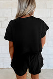 Black Cropped Tee and Ruffle High Waist Skort Set
