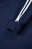 Gray Morn Varsity Striped Detail Cropped Pullover Wide Leg Pants 2pcs Outfit