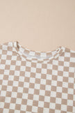 Brown Checkerboard T Shirt and High Waist Skort Set