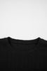 Black Textured Chest Pocket Drop Sleeve Top and Pants Set
