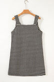 Red Houndstooth Print V Neck Sleeveless Mini Dress