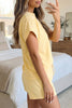 Yellow  Eyelet Lace Patchwork Sleeve Short 2pcs Outfit