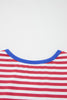 Sky Blue Stripe Nautical Tie Contrast Trim Round Neck T Shirt Mini Dress