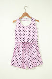 Brown Polka Dot Halter Tank Drawstring Elastic Waist Short Set