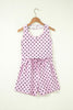Brown Polka Dot Halter Tank Drawstring Elastic Waist Short Set