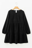 Mist Green Lantern Sleeve Tiered Mini Dress