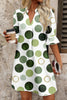 Green Polka Dot Print Flounced Half Sleeve Casual Vacation Style Mini Dress