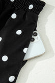 White Polka Dot Short Sleeve Loose Top Drawstring Shorts Set