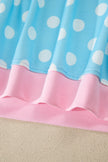 Sky Blue Polka Dot Short Sleeve Top and Pants Set