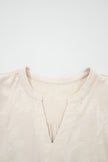 Parchment Long Sleeve Notched Neck Jacquard Tiered Mini Dress