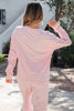 Pink Stripe Drop Shoulder Round Neck Top and Buttoned Straight Pants Two Piece Set