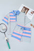 Pink Stripe Exposed Seam Mixed Patchwork Loose Short Set