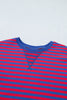 Green Stripe Striped Ribbed Cotton Two-Piece Pant Set with Chest Patch Detail