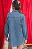 Beau Blue Chest Pocket Raw Hem Denim Loose Shirt Dress