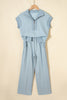 Light Grey Half Zip Polo Tee Casual Pant Set