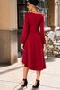 Black Plain Lantern Sleeve Midi Dress
