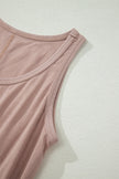 Smoke Gray Mineral Wash U Neck Elastic Waist Sleeveless Mini Dress