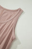 Smoke Gray Mineral Wash U Neck Elastic Waist Sleeveless Mini Dress