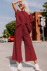 Gray Textured Loose Fit T Shirt & Drawstring Pants Set