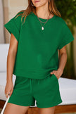 Red Dahlia Textured Short Sleeve Top and Shorts Set