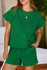 Red Dahlia Textured Short Sleeve Top and Shorts Set