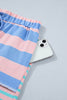 Pink Stripe Exposed Seam Mixed Patchwork Loose Short Set