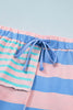 Pink Stripe Exposed Seam Mixed Patchwork Loose Short Set