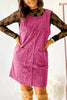 Black Corduroy Exposed Seam Sleeveless Mini Dress