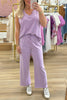 Orchid Petal Tank and Straight Loose Drawstring Pants Set