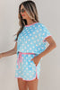 Pink Polka Dot Contrast Edge Casual Short Set