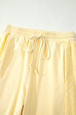 Yellow Cream Eyelet Embroidered Lace Patchwork Cropped Pullover Drawstring Pants Set
