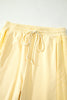 Yellow Cream Eyelet Embroidered Lace Patchwork Cropped Pullover Drawstring Pants Set