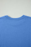 Sky Blue Solid Cover Oversize Tee Pocketed Casual Pants 2pcs Outfit