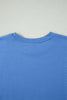 Sky Blue Solid Cover Oversize Tee Pocketed Casual Pants 2pcs Outfit