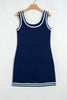 Dirty blue Contrast Trim U Neck Sleeveless Mini Dress with Shorts 2pcs Set