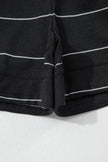 Black Stripe Half Sleeve Tee Drawstring Shorts 2pcs Set