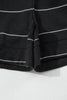 Black Stripe Half Sleeve Tee Drawstring Shorts 2pcs Set